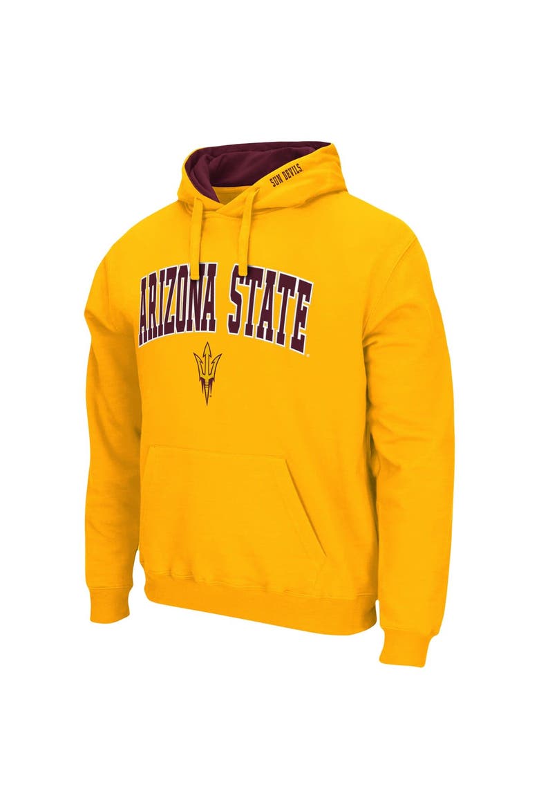 Men's Colosseum Gold Arizona State Sun Devils Arch & Logo 3.0 Pullover Hoodie, Alternate, color, Gold