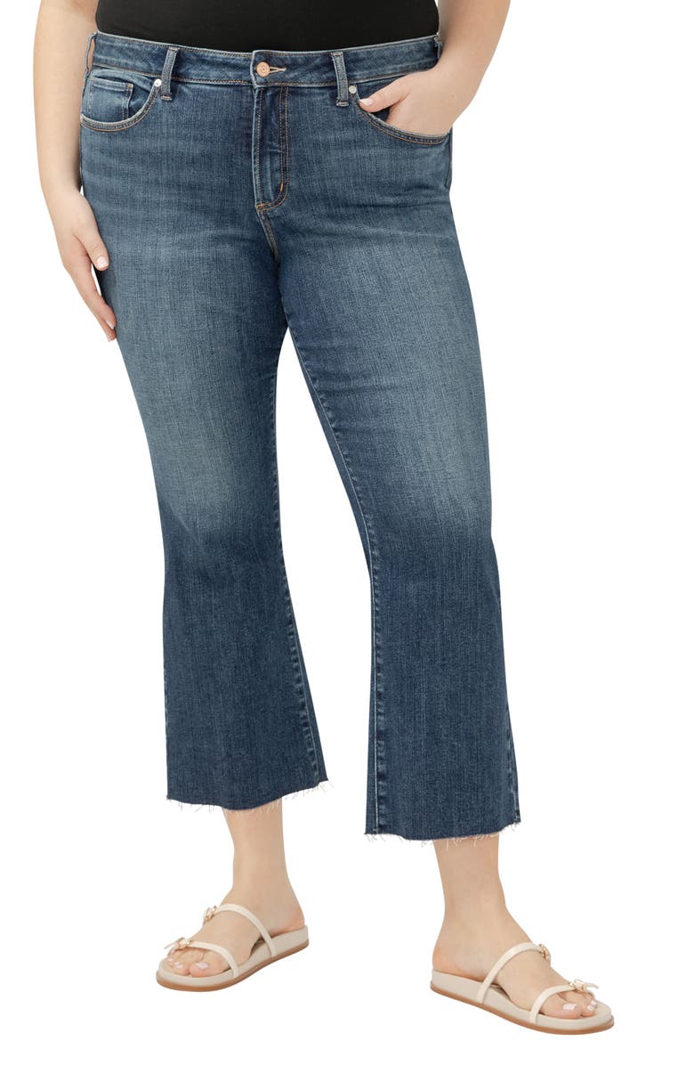 Silver Jeans Co. Suki Curvy Raw Hem Kick Flare Jeans, Main, color, Indigo