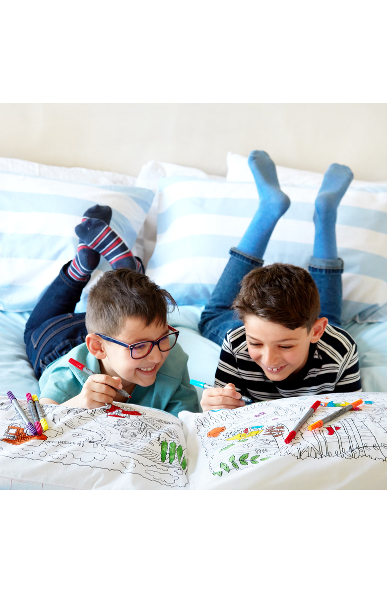 Eat Sleep Doodle Color Your Own Pillowcase Farmyard, Alternate, color, White