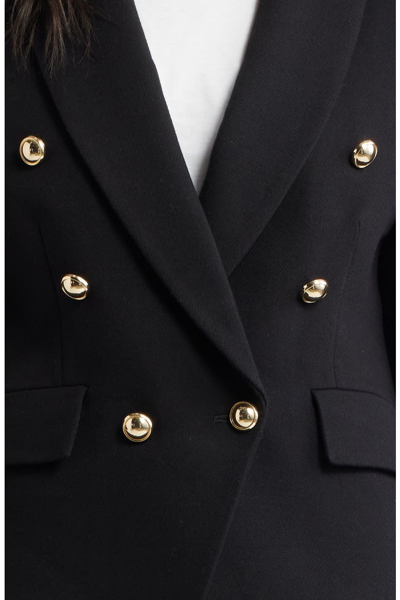 Double Breasted Twill Blazer, Alternate, color, BLACK