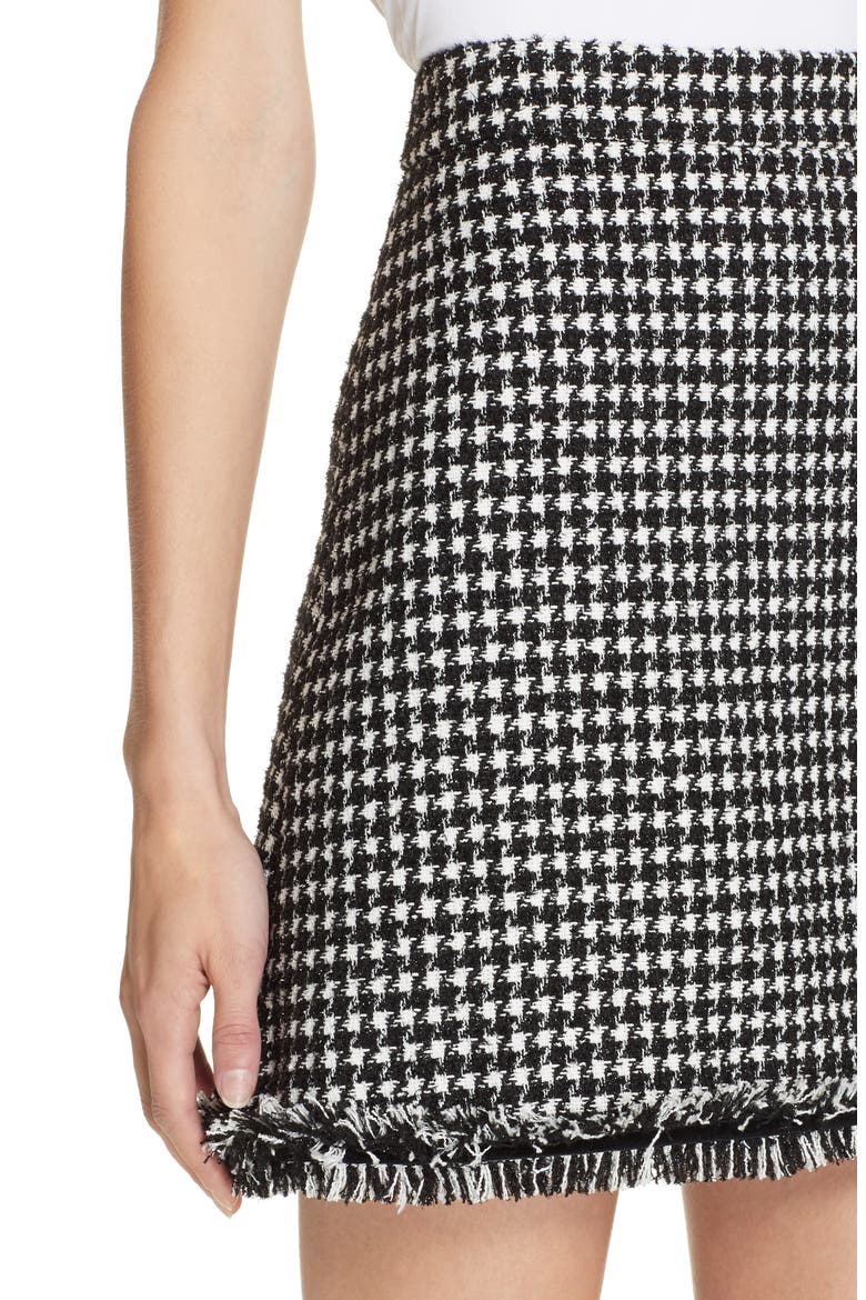 houndstooth tweed miniskirt, Alternate, color, BLACK/ CREAM