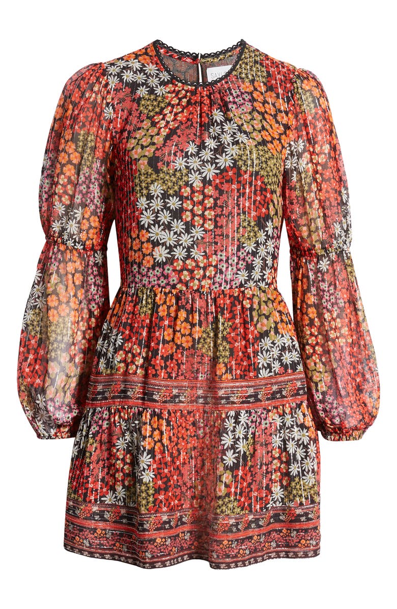 Saylor Talley Floral Print Long Sleeve Minidress, Alternate, color, 