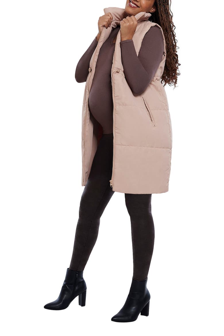Woven Full-Zip Sleeveless Quilted Puffer Vest, Alternate, color, Brush
