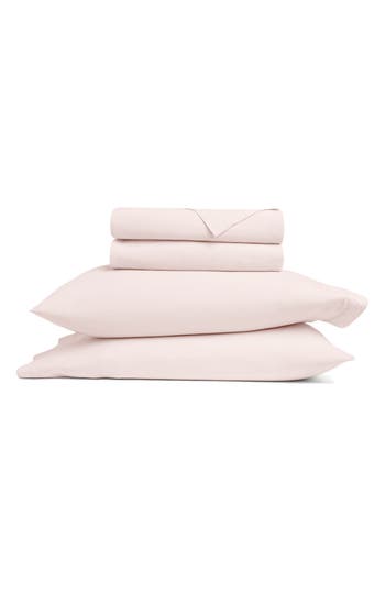 Homespun Solid Cotton Percale Sheet Set In Pink