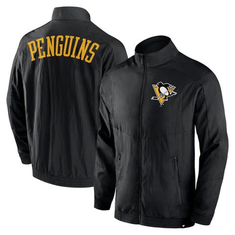 Men's Fanatics Branded Black Pittsburgh Penguins Step Up Crinkle Raglan Full-Zip Windbreaker Jacket