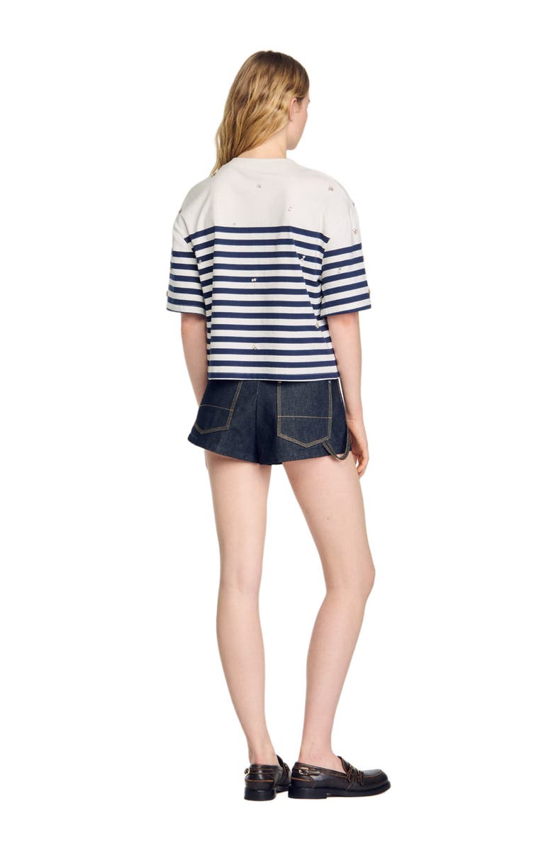 SANDRO Rhinestone Breton T-shirt, Alternate, color, 