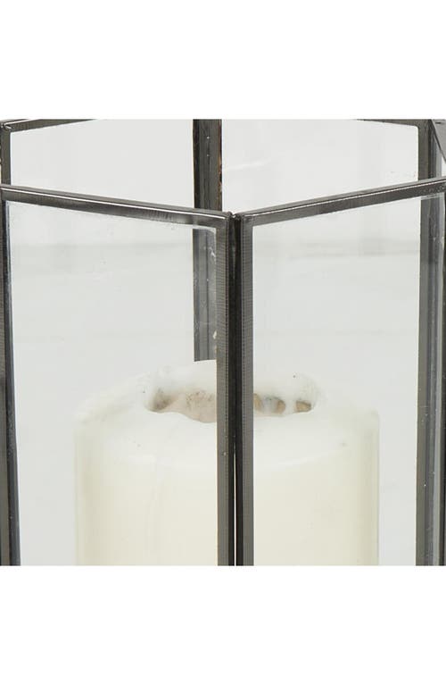 Uma Set Of 3 Modern Metal Lantern Candle Holders In Clear