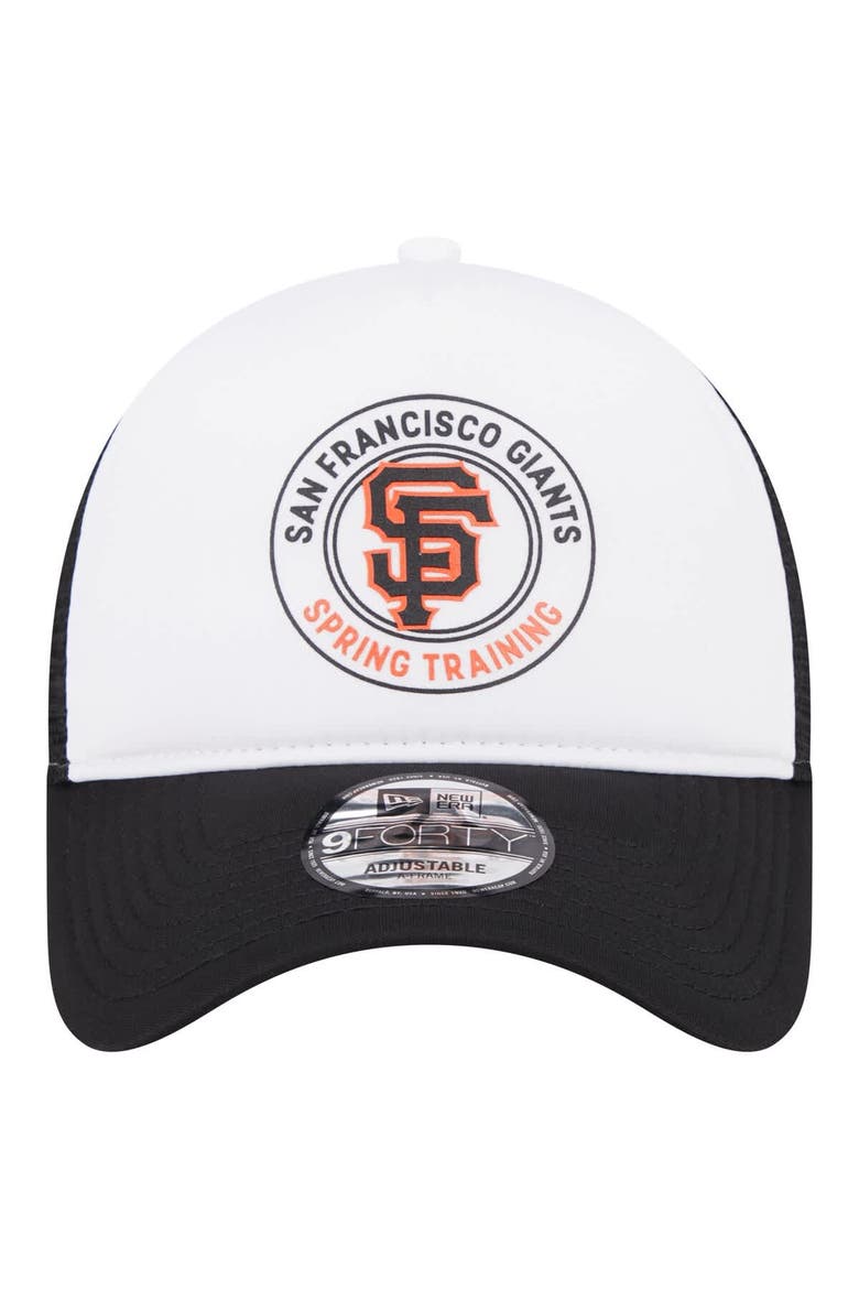 Men's New Era White/Black San Francisco Giants Spring Training Circle Foam A-Frame 9FORTY Trucker Adjustable Hat, Alternate, color, Black