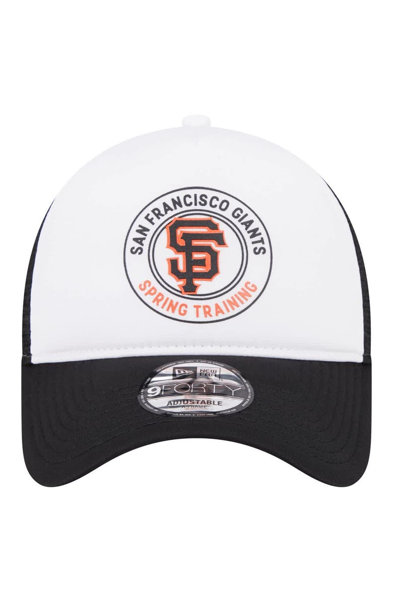 New Era Men's New Era White/Black San Francisco Giants Spring Training Circle Foam A-Frame 9FORTY Trucker Adjustable Hat, Alternate, color, Black