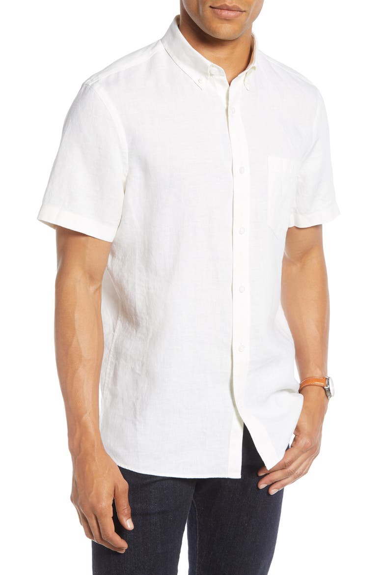 Linen Slim Fit Shirt, Main, color, WHITE