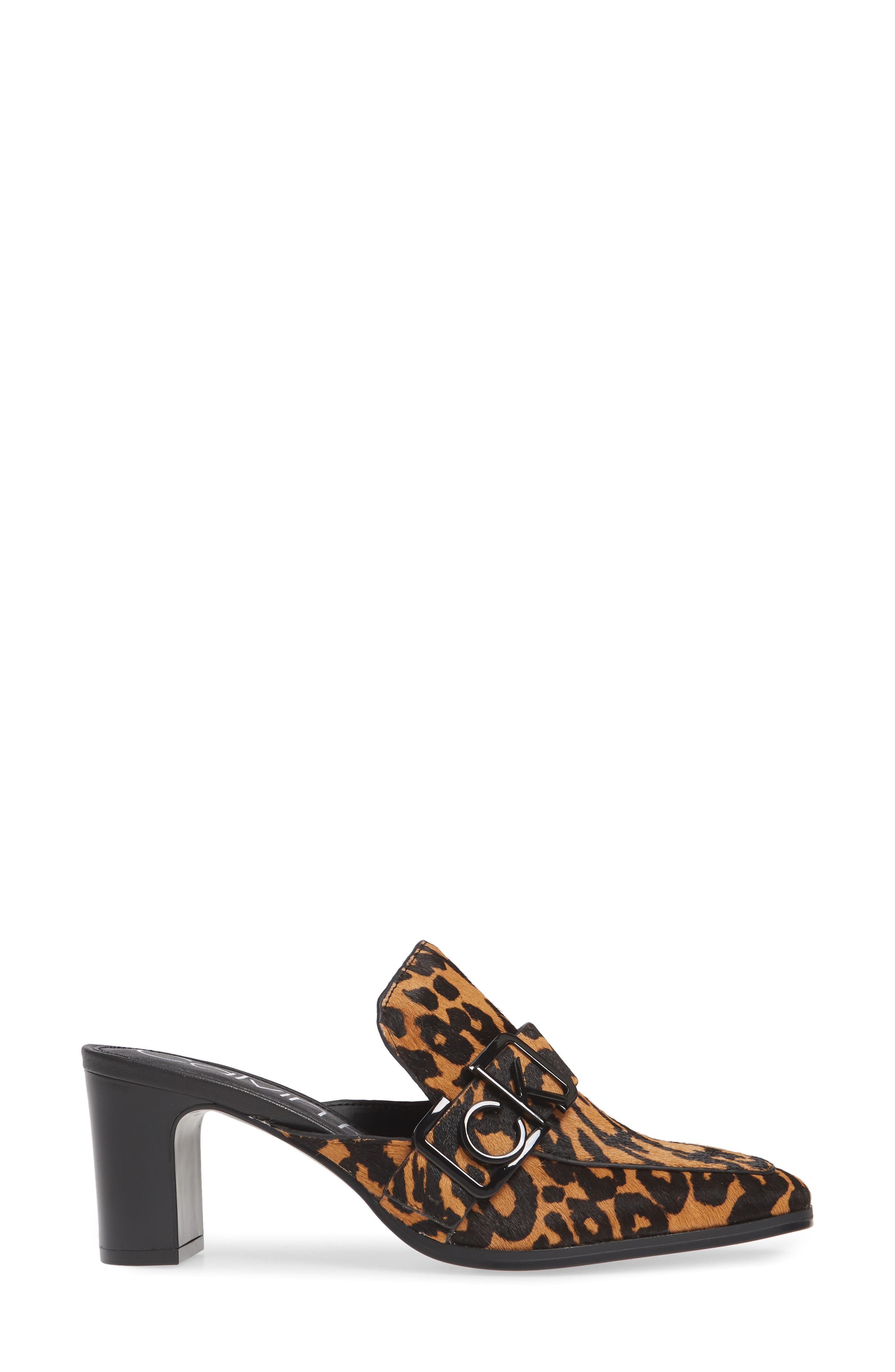 Dacy Logo Buckle Loafer Mule, Alternate, color, ANIMAL PRINT CALF HAIR