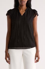 T Tahari Tie Neck Lace Top
