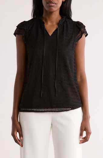 T Tahari Tie Neck Lace Top
