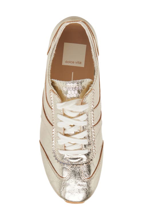Dolce Vita Delaney Sneaker In Light Gold Crinkle