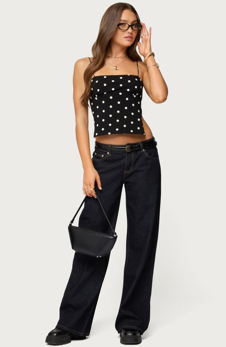 EDIKTED Jinx Dot Open Back Crop Tank, Alternate, color, Black-And-White