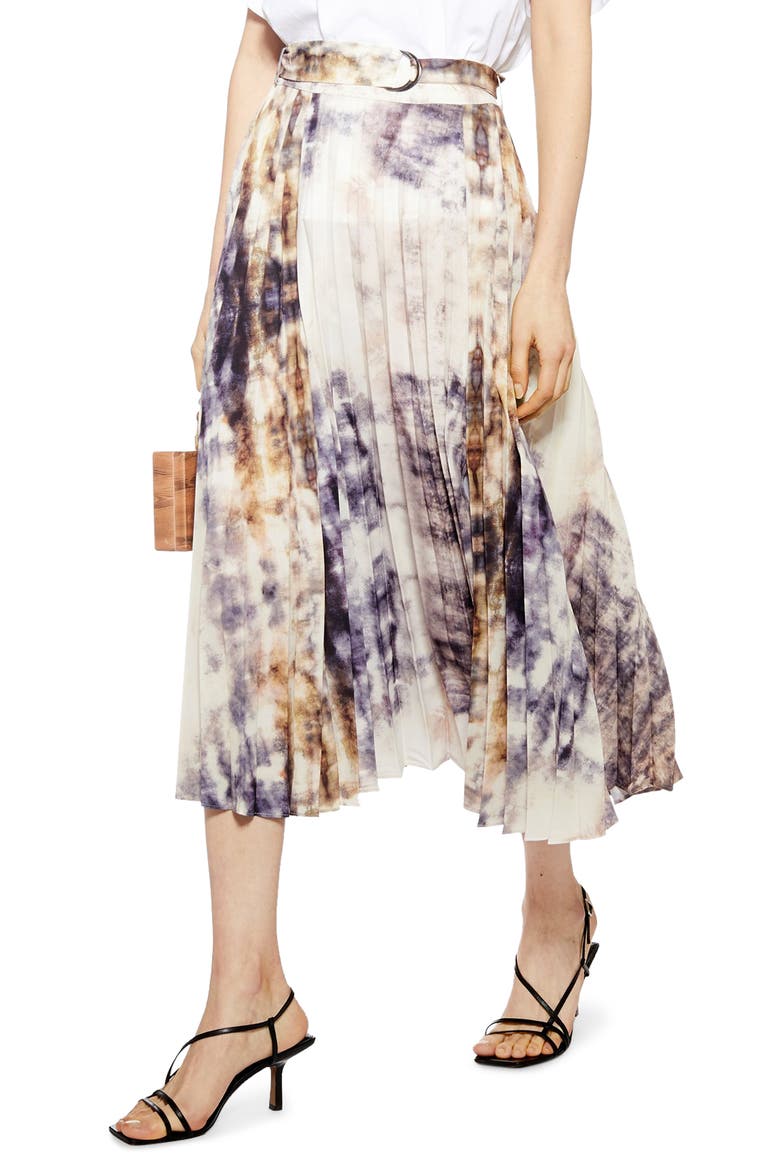 Tie Dye Midi Skirt, Main, color, GREY MULTI