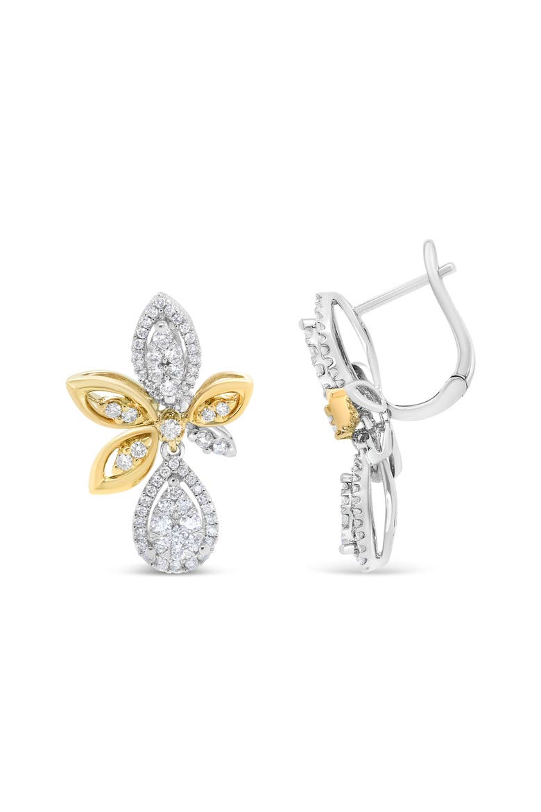 14K Gold 1.00 Cttw Diamond Teardrop Drop Dangle Earrings, Alternate, color, Yellow