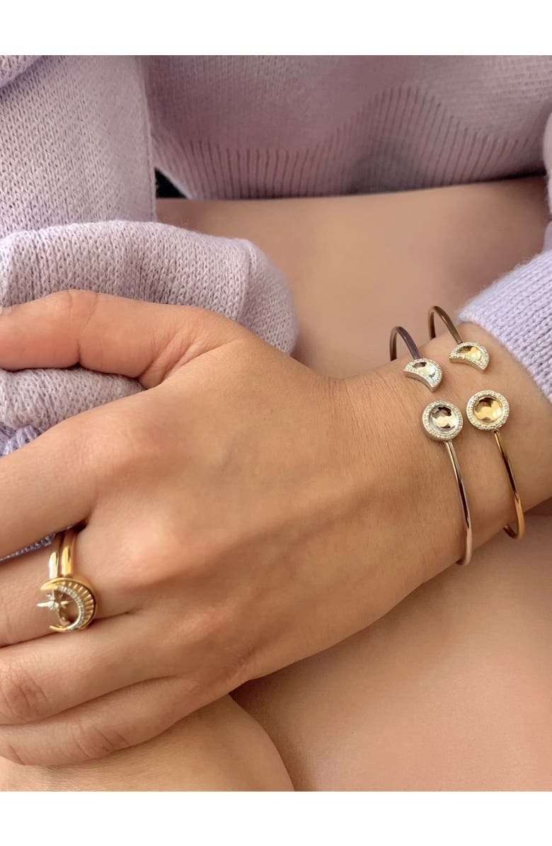 LuvMyJewelry Moon Phases Sterling Silver Diamond Adjustable Cuff, Alternate, color, Silver