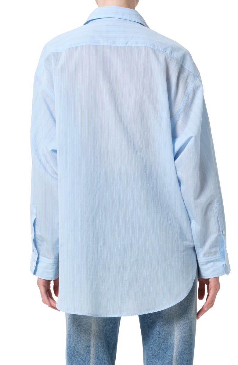 AGOLDE Sona Pinstripe Oversize Button-Up Shirt, Alternate, color, Fontana Stripe Powder Blue