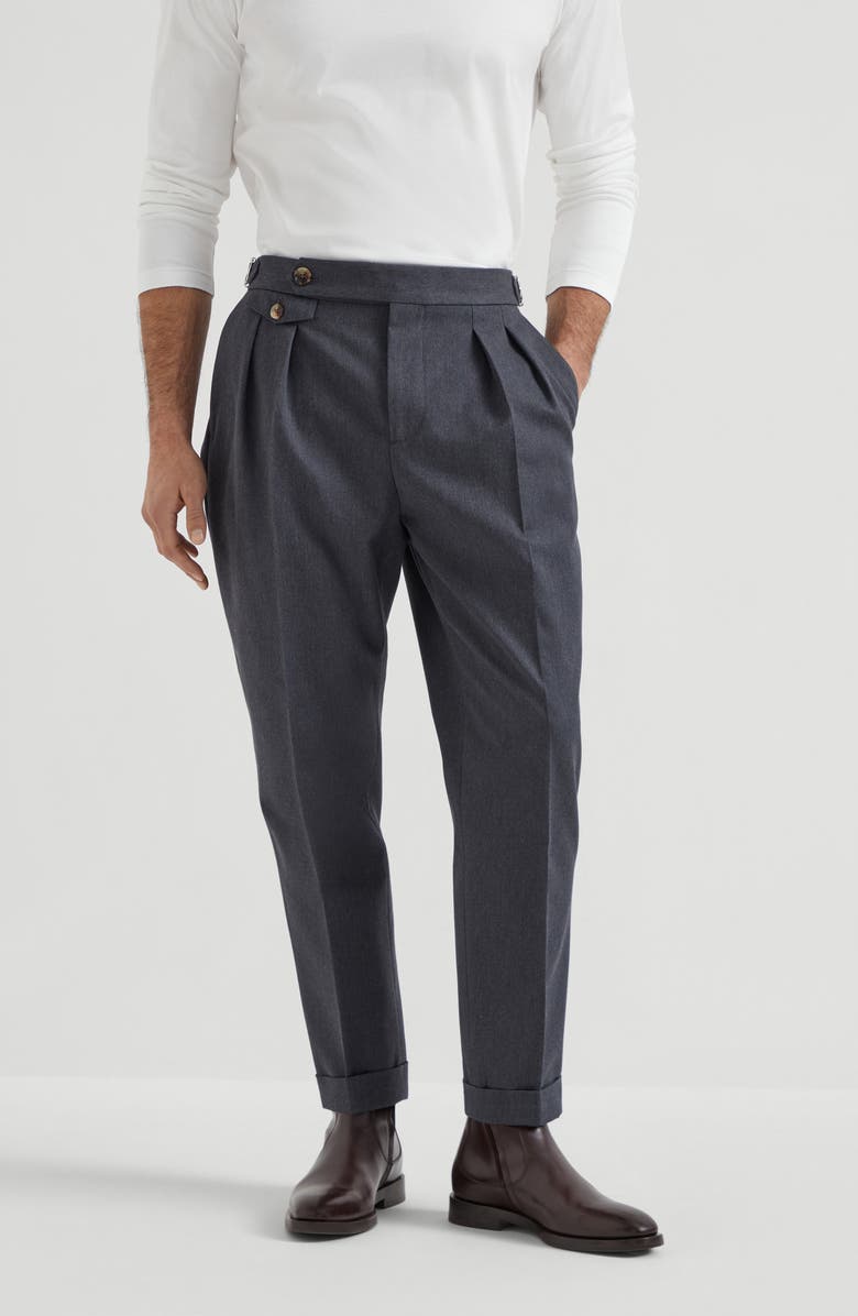 Brunello Cucinelli Gabardine tailor fit trousers, Alternate, color, Lead