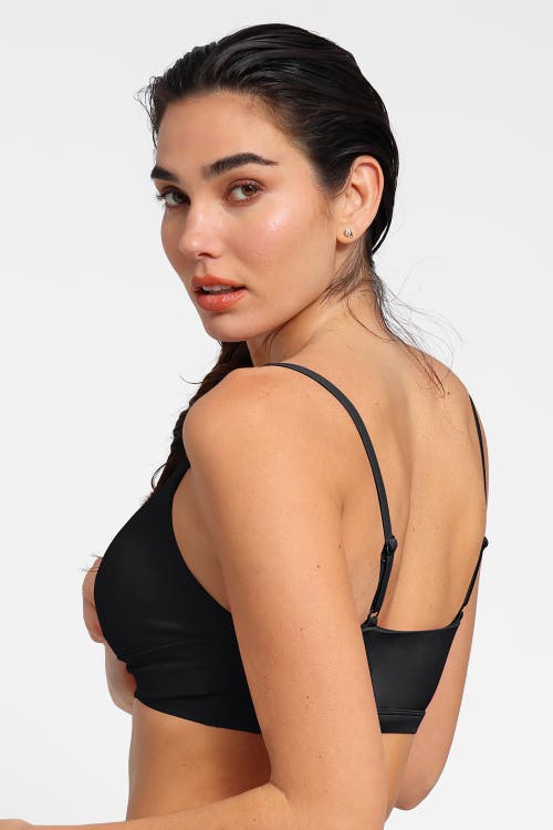 Popilush Shapewear Bust-enhancing Draped Bikini Top In Midnight Black