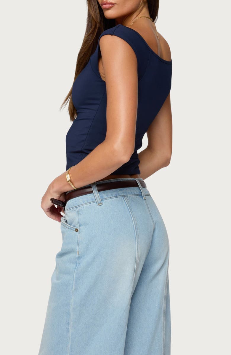 EDIKTED Angeline Stretch Tank, Alternate, color, Navy