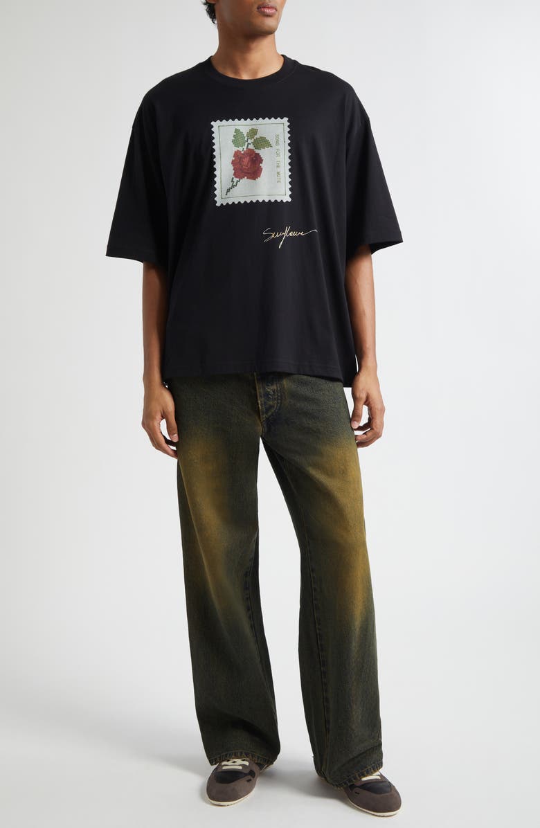 SONG FOR THE MUTE Rose Stamp Gym T-Shirt, Alternate, color, Black