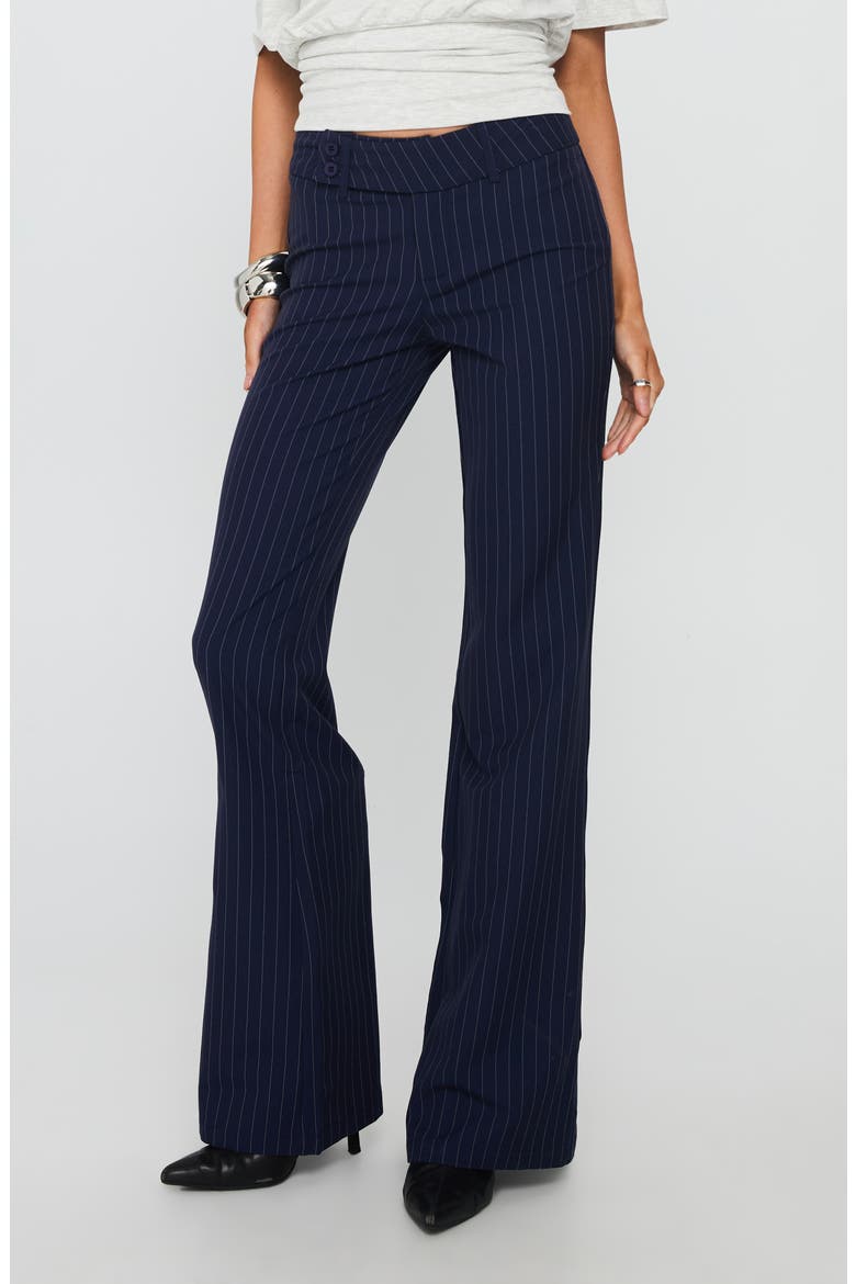 Kinkirk Pinstripe Low Rise Flare Pants, Main, color, NAVY PINSTRIPE