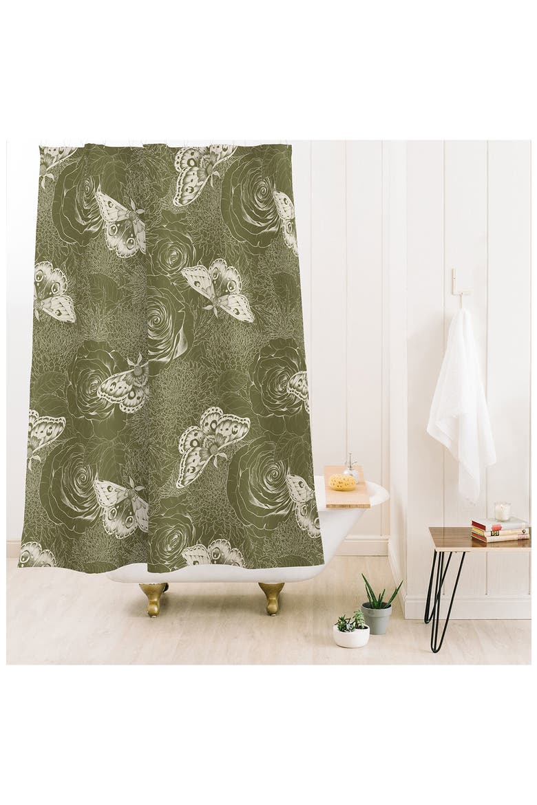 Shaded Lichen Shower Curtain, Alternate, color, GREEN