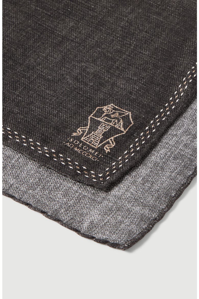 Silk pocket square with printed logo, Alternate, color, Dark Grey