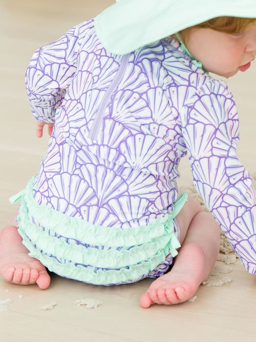 Rufflebutts Baby Girls Long Sleeve Upf50+ One Piece Rash Guard In Magical Mermaid