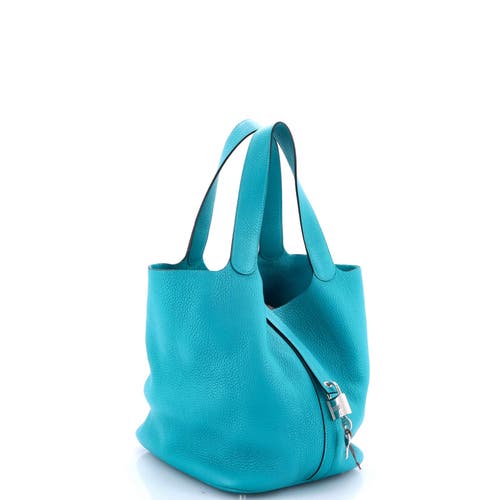 Pre-owned Hermes Hermes Picotin Lock Bag Clemence Gm In Blue