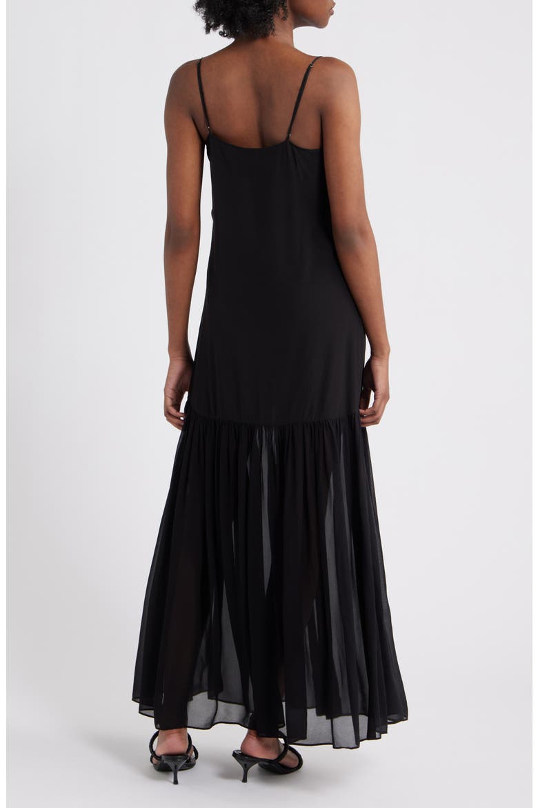 Chandra Sleeveless Ruffle Hem Maxi Dress, Alternate, color, BLACK
