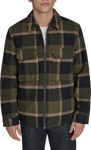 Levi's Insulated Plaid Cotton Flannel Zip-Up Shirt Jacket