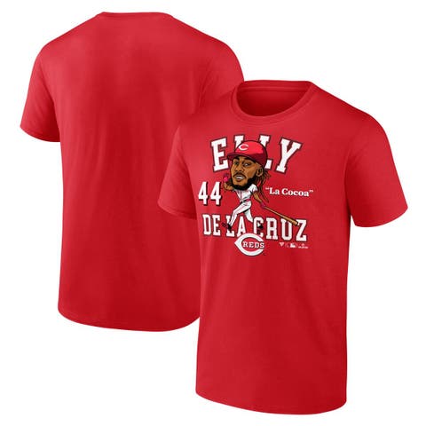 Men's Fanatics Elly De La Cruz Athletic Red Cincinnati Reds Hometown Caricature T-Shirt
