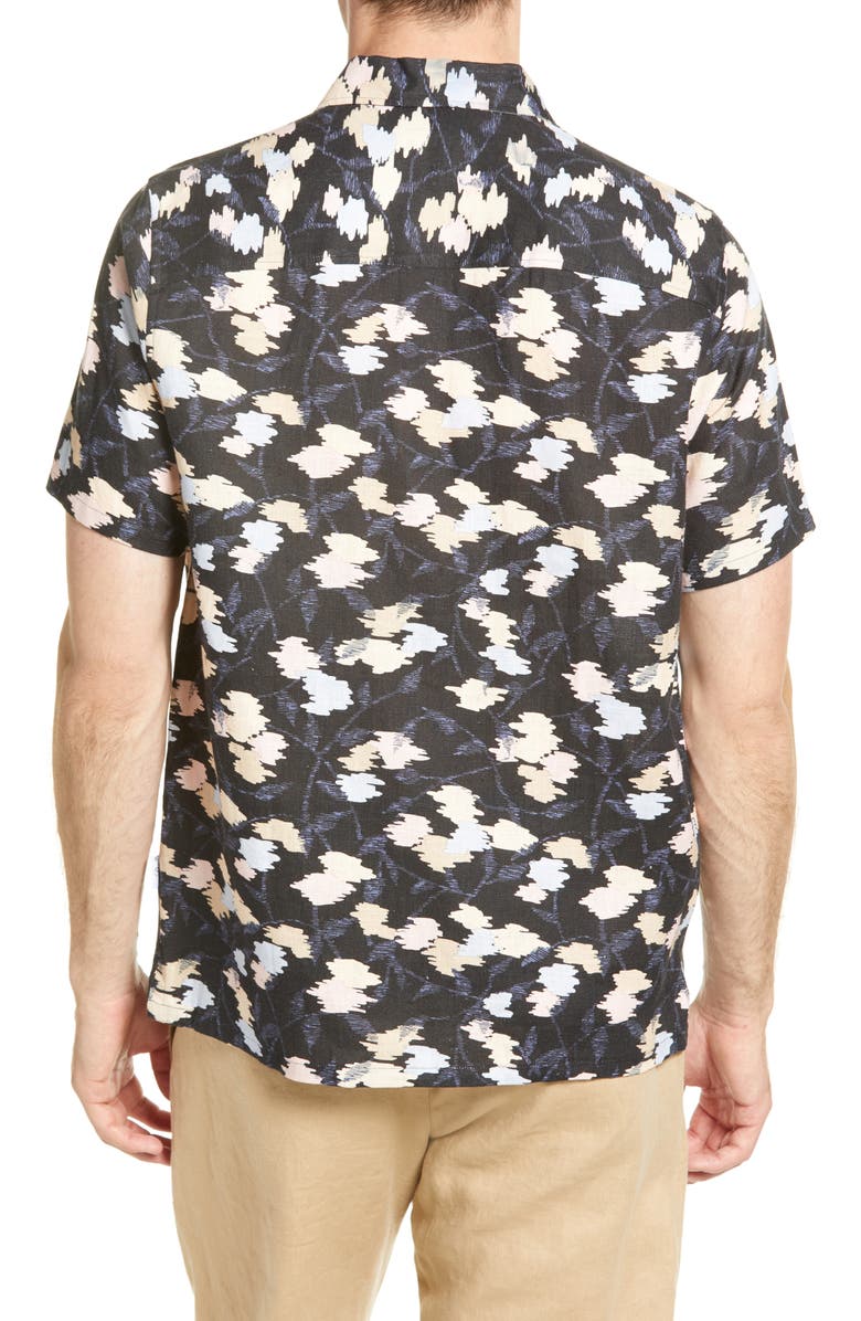 Ted Baker London Hadrian Abstract Floral Short Sleeve Linen Button-Up Shirt, Alternate, color,