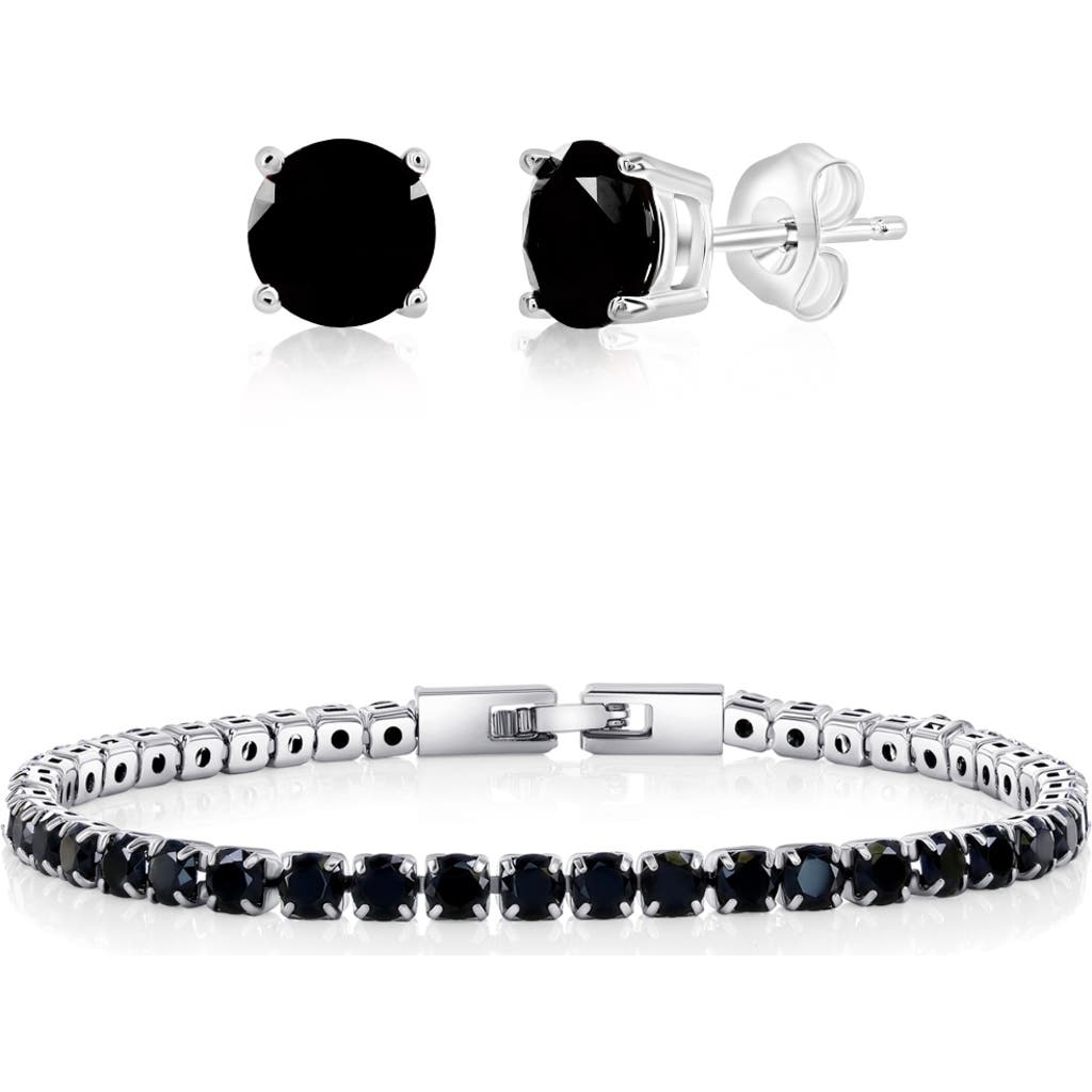 Donatello Gian Tennis Bracelet And Earrings Set In Black
