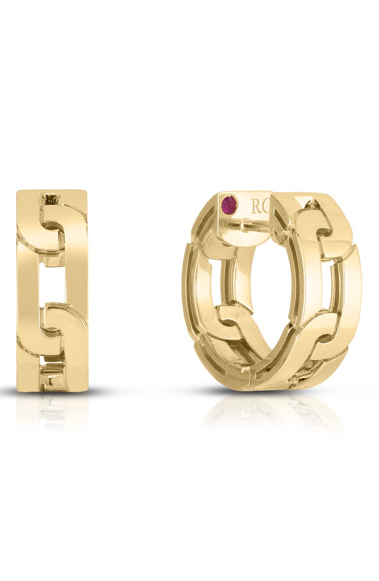 Roberto Coin Navarra Oro Classic Link Hoop Earrings, Main, color, 