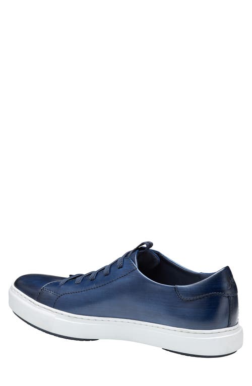 Johnston & Murphy Anson Lace To Toe Sneaker In Navy Hand-stained Calfskin