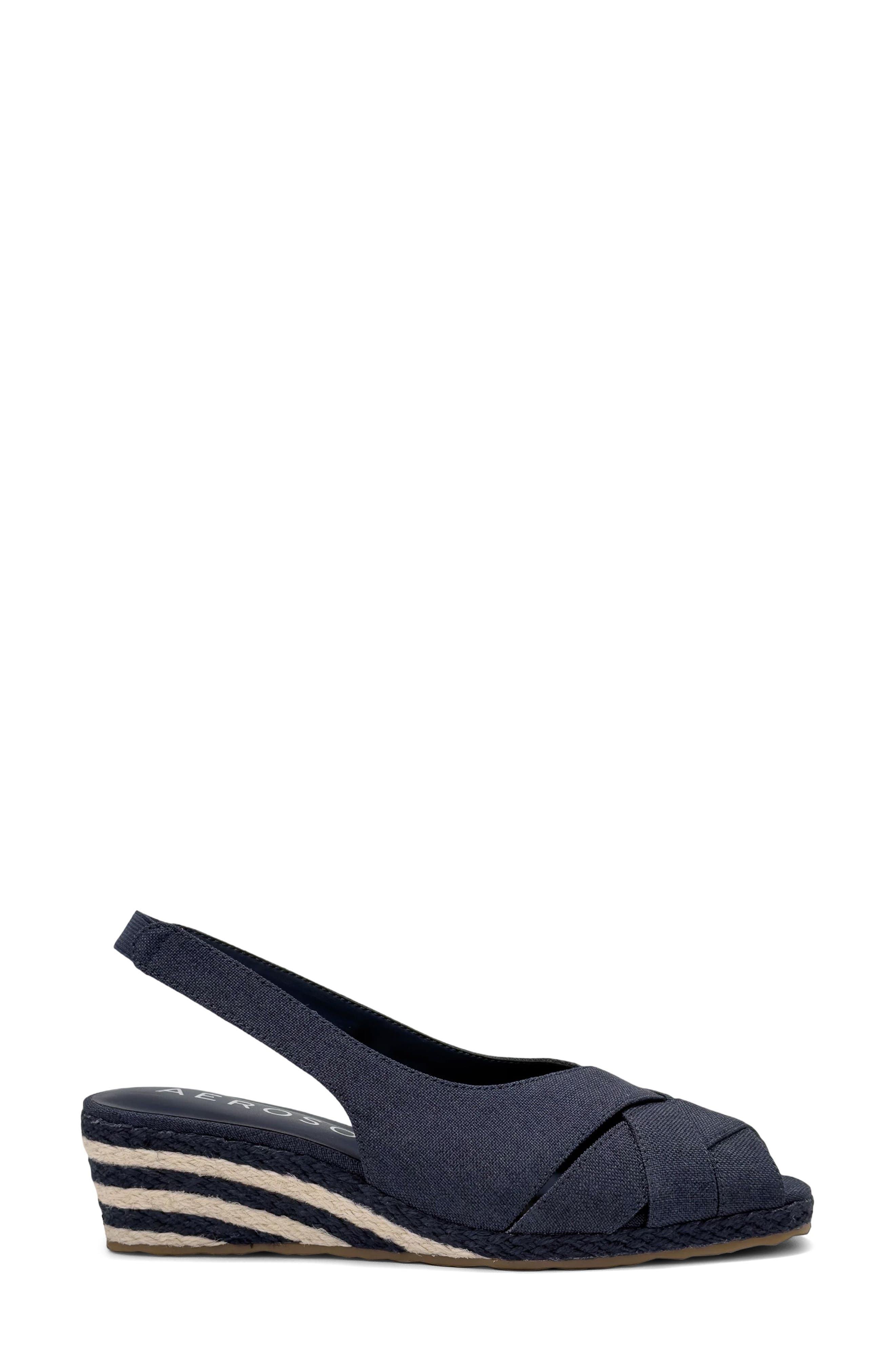 Roberta Linen Slingback Espadrille Wedge Sandal, Alternate, color, NAVY LINEN