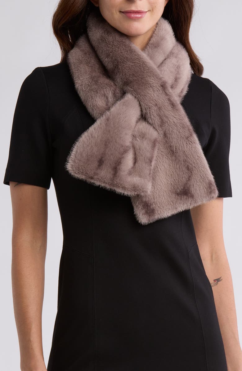 La Fiorentina Faux Fur Scarf, Main, color, Brown