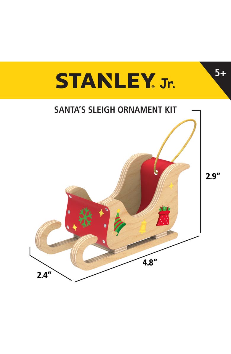 Stanley Jr. Wood Mini Santa Sleigh and Reindeer Set Christmas Ornament, Alternate, color, Multi Color