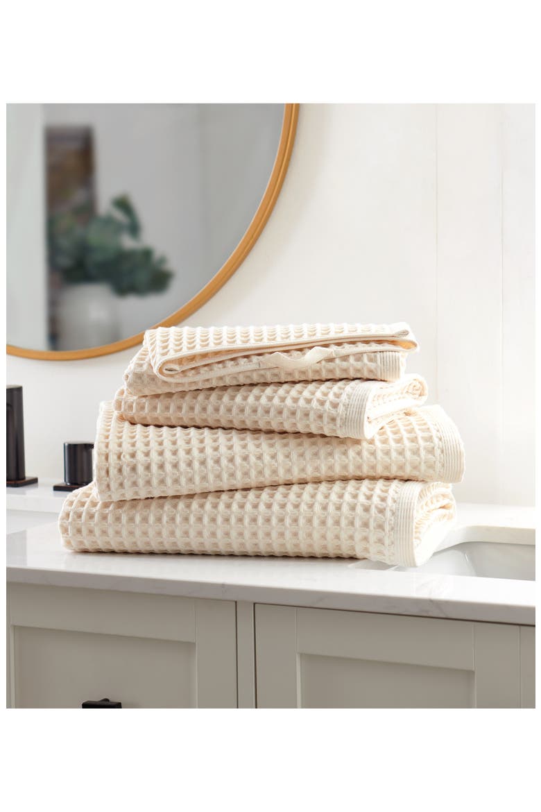 Pure Yarn Dyed Cotton Waffle 4-Piece Bath & Hand Towel Set, Alternate, color, NATURAL