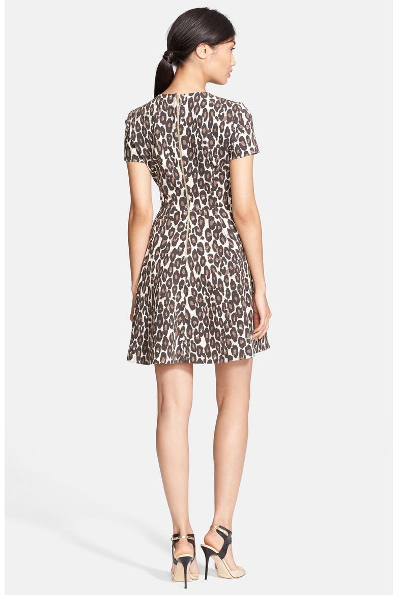 'autumn leopard' fit & flare dress, Alternate, color, CLASSIC BEIGE