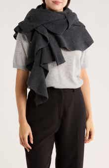 Portolano Ribbed Ruffle-Trim Cashmere Scarf