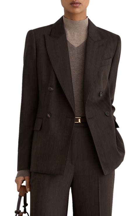 Dawson Wool Blend Herringbone Double Breasted Blazer
