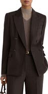 Reiss Dawson Wool Blend Herringbone Double Breasted Blazer