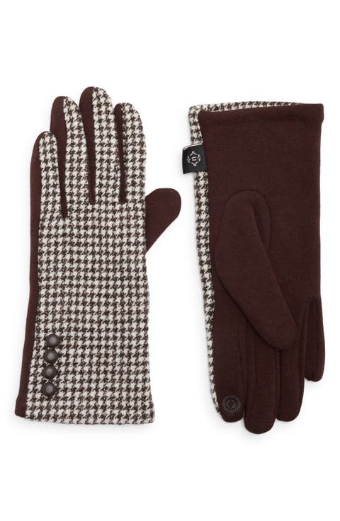 Houndstooth Button Gloves