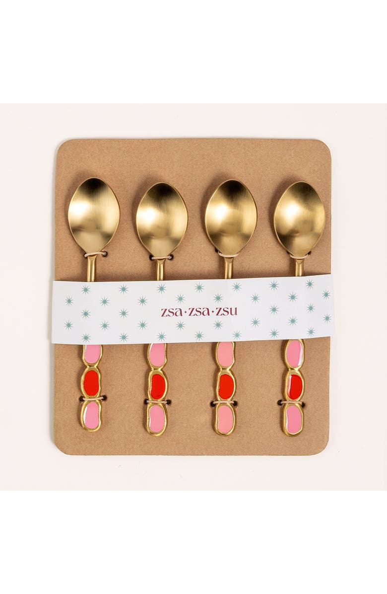 Zsa Zsa Zsu Rampur Set Of 4 Steel Dessert Spoon Set, Alternate, color, Gold