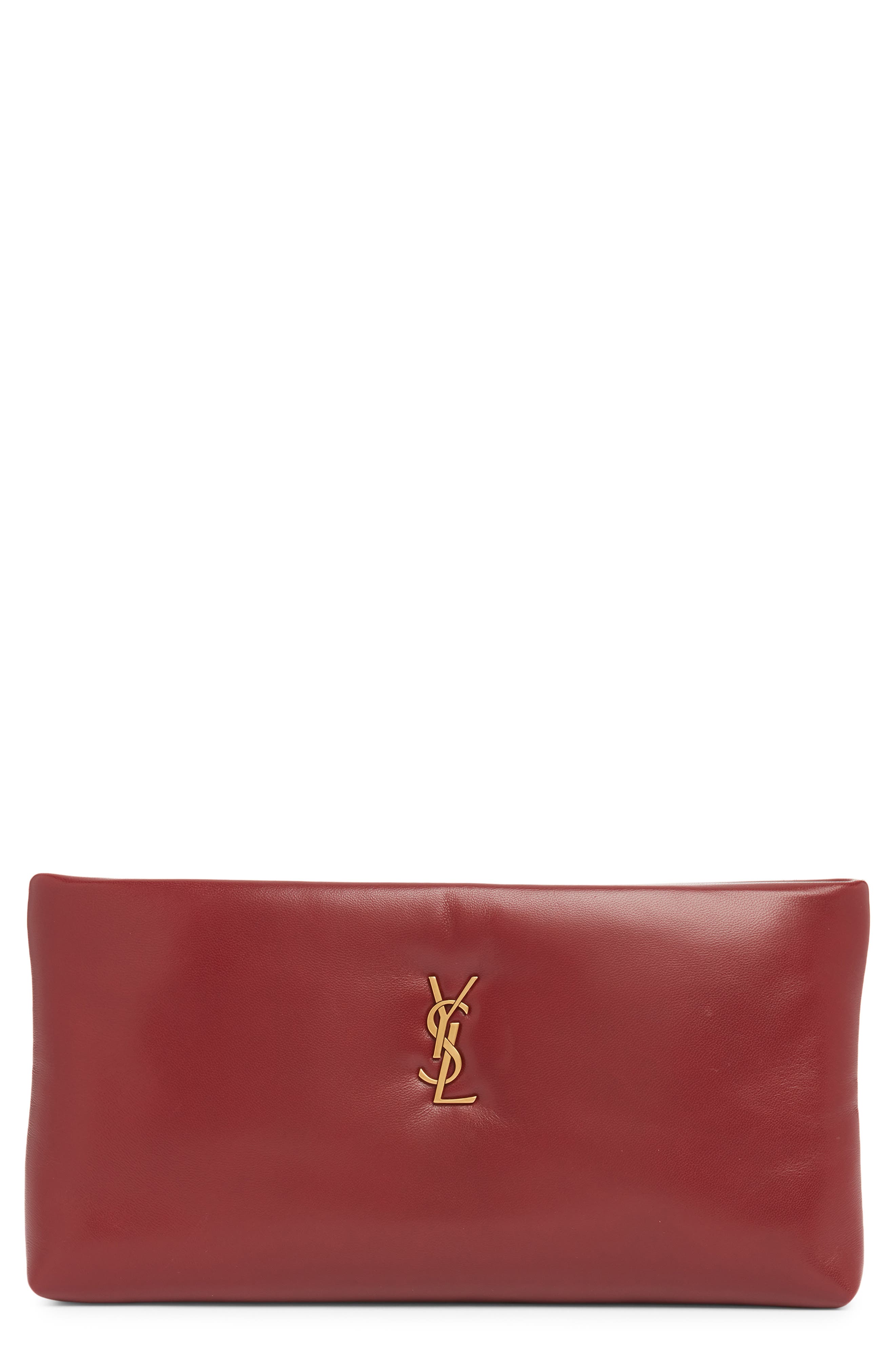 Saint Laurent Calypso Long Leather Pouch Clutch, Main, color, 